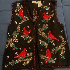 Cardinal Embroidered Christmas Vest